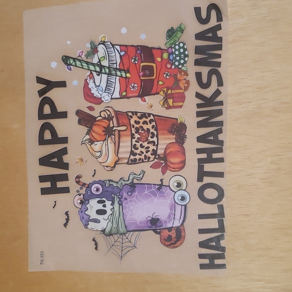Happy Hallothanksmas Iron-On Heat Transfer Patch